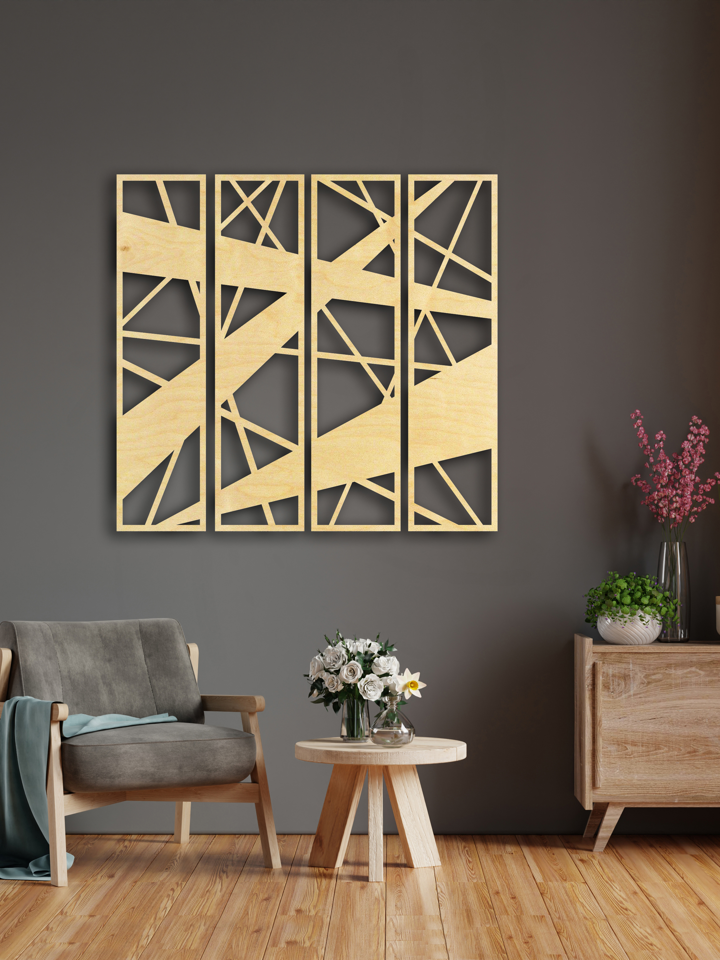 Изображение товара Декоративное деревянное панно ArtCore большое "Модерн" цвет натуральный