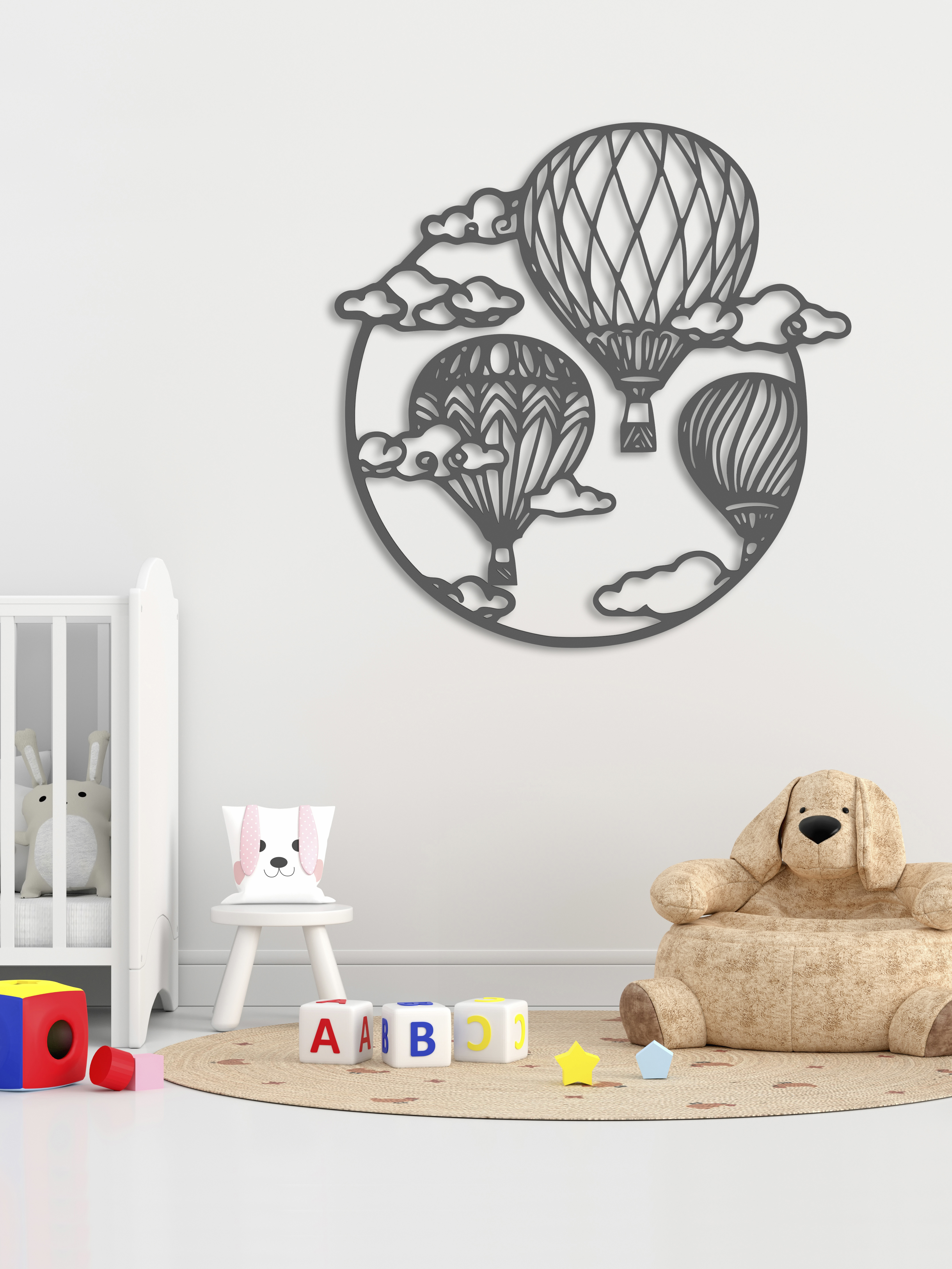 Изображение товара Декоративное деревянное панно ArtCore большое "Шары" цвет серый