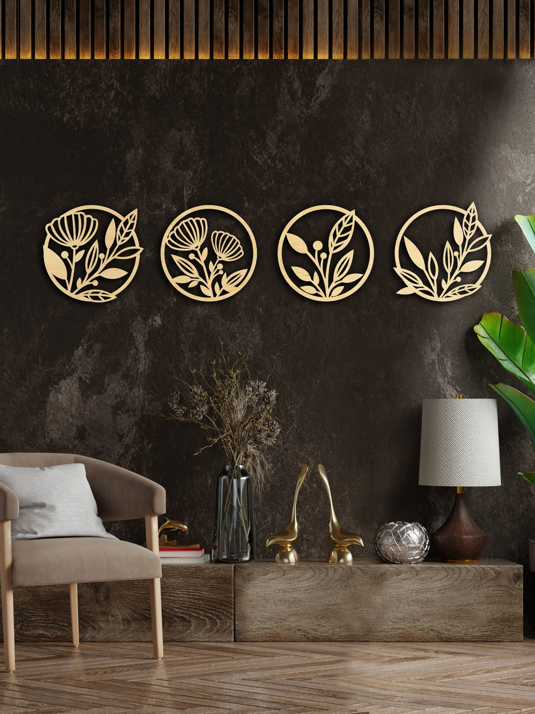 Изображение товара Декоративное панно ArtCore Цветы, березовая фанера, 150 см