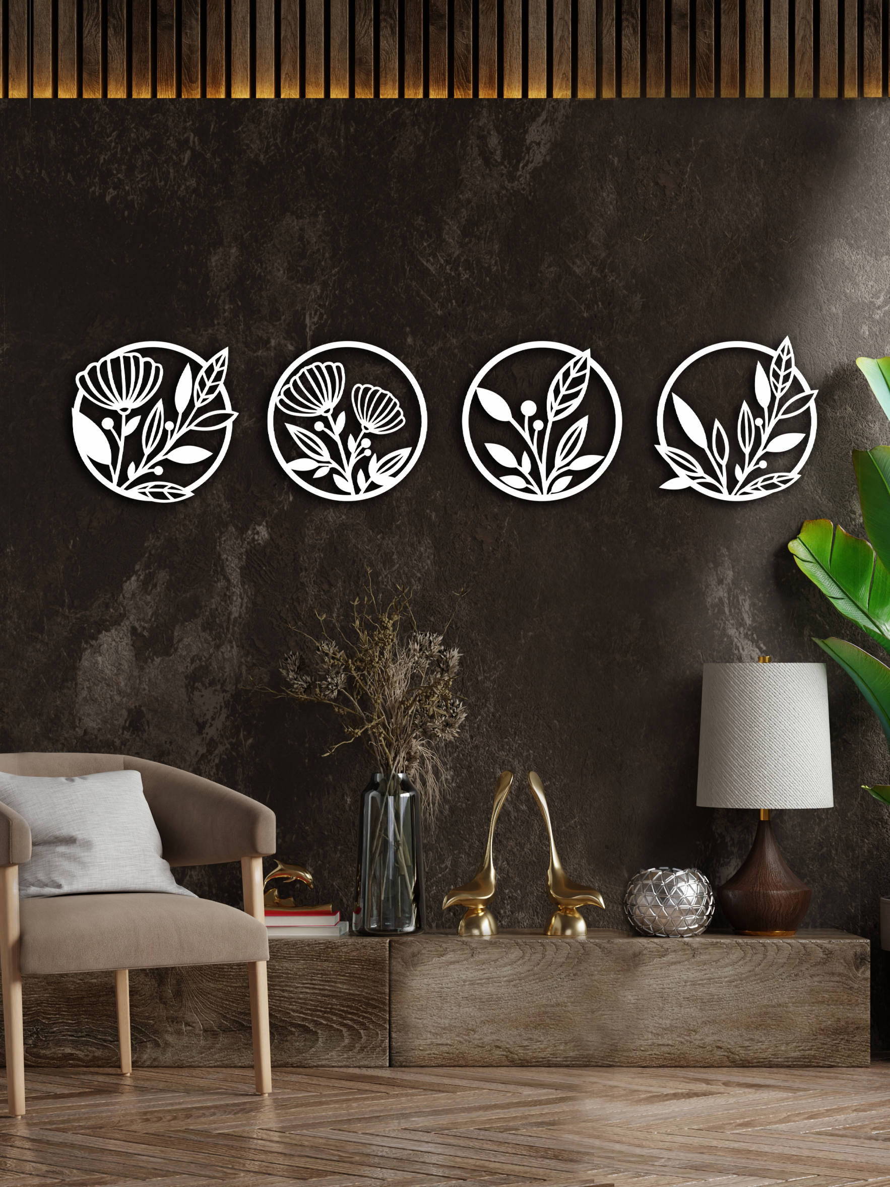 Изображение товара Декоративное деревянное панно ArtCore большое "Цветы" цвет белый