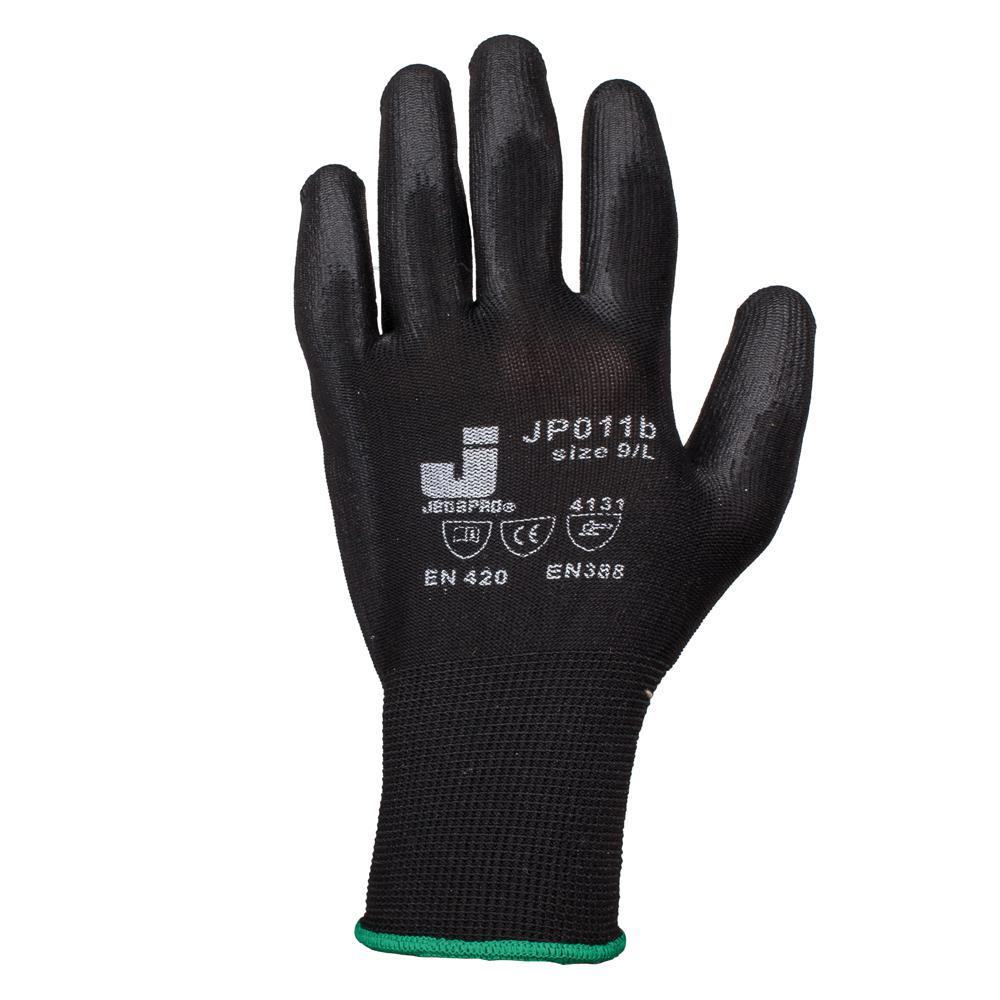 Изображение товара Перчатки из полиэстера Jeta 7/Safety JP011b-L, размер 9/L, с полиуретановым покрытием 12 шт