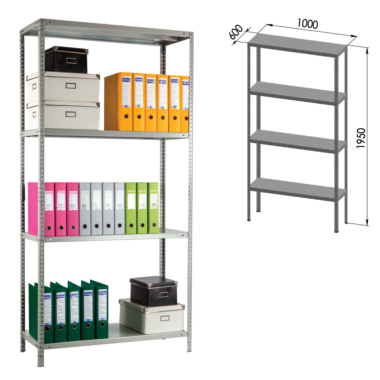 Изображение товара Металлический стеллаж Практик 100x195x60 см серый
