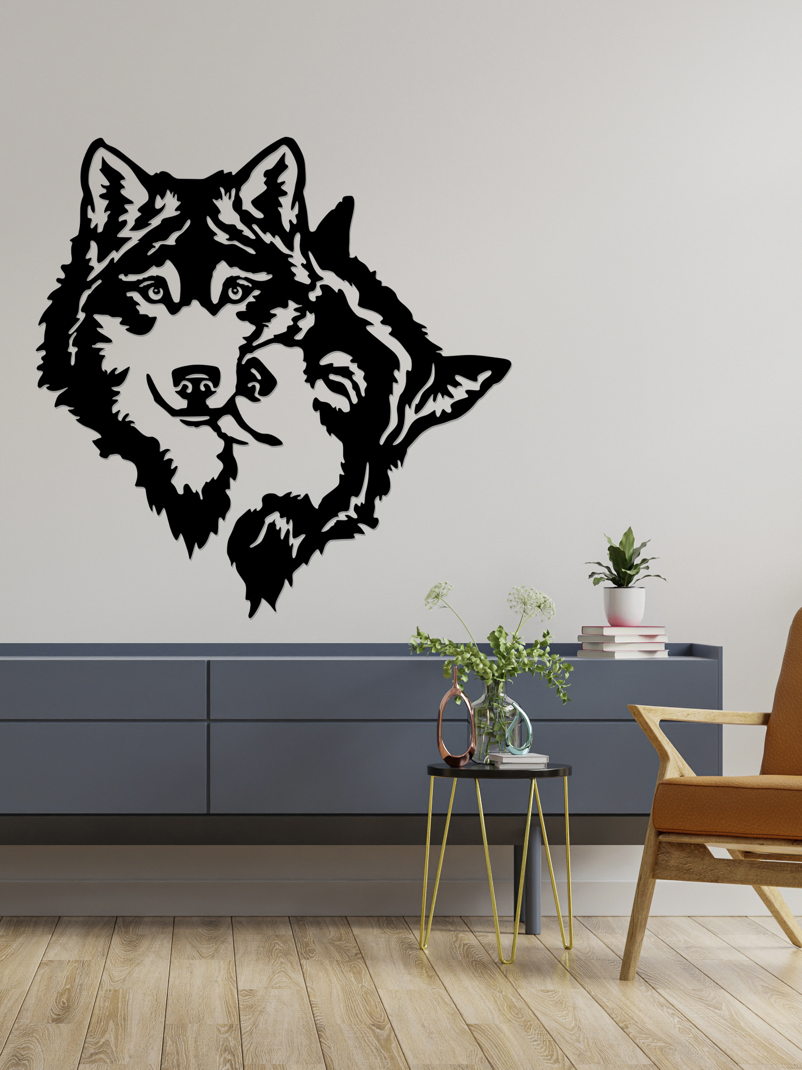 Изображение товара Декоративное деревянное панно ArtCore "Волки" большое цвет черный