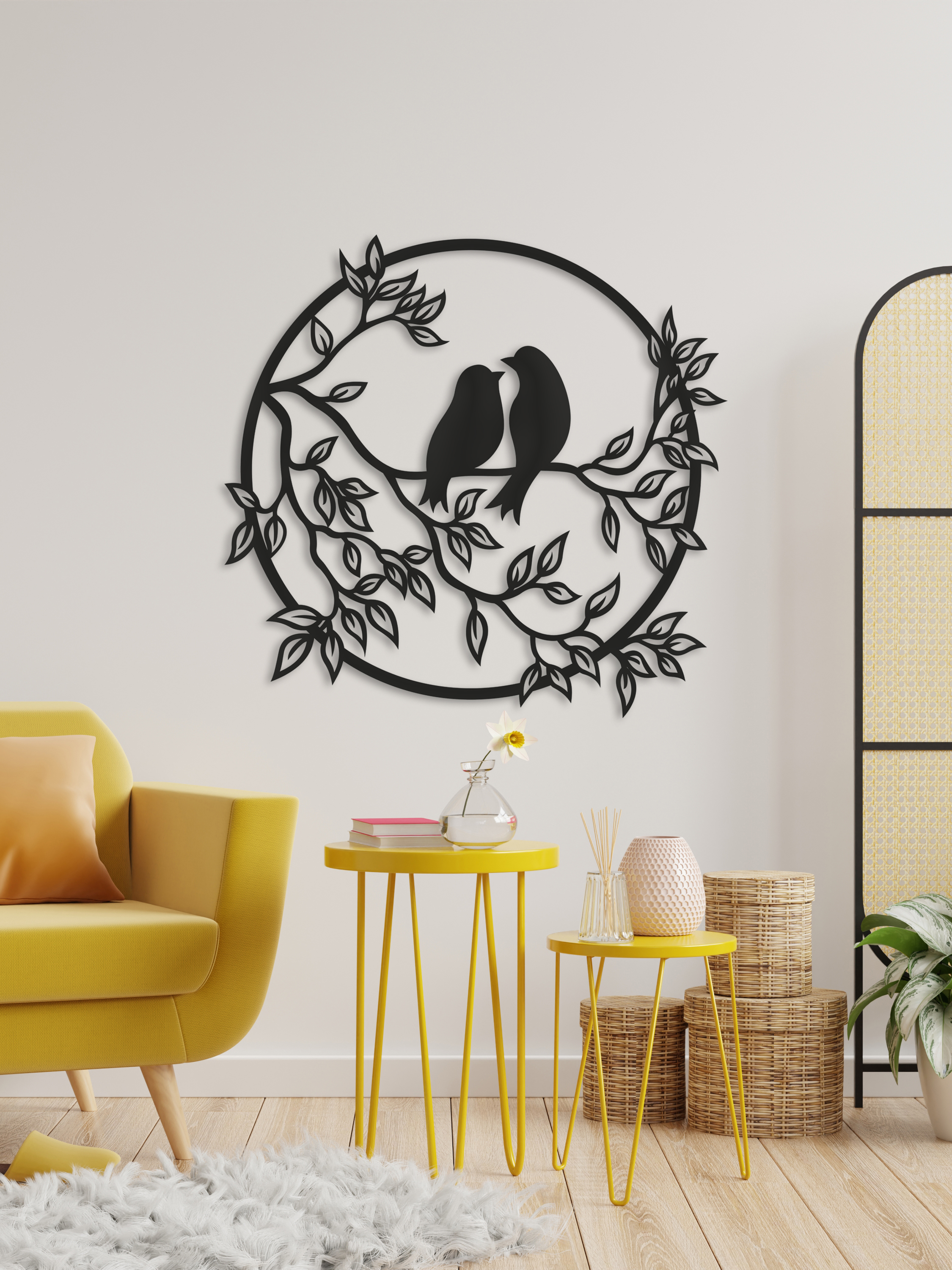 Изображение товара Декоративное деревянное панно ArtCore "Птицы" большое цвет черный