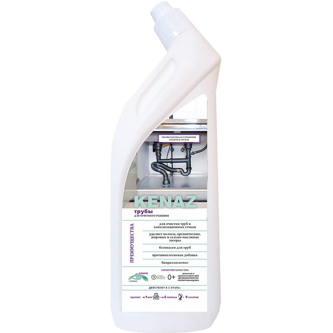 Изображение товара Средство для прочистки труб Kenaz 0.8 л для канализационных систем
