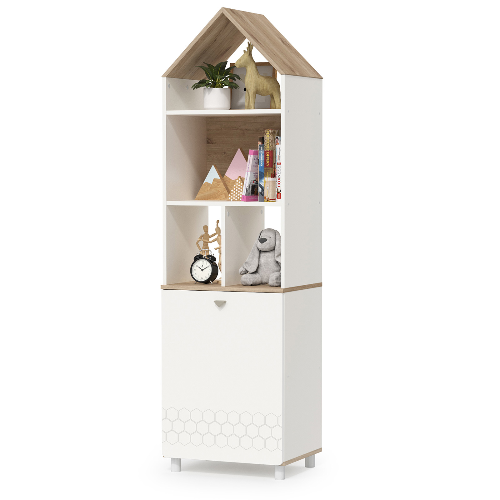Изображение товара Детский стеллаж Моби 53x184x41 см из ЛДСП белый дуб modern