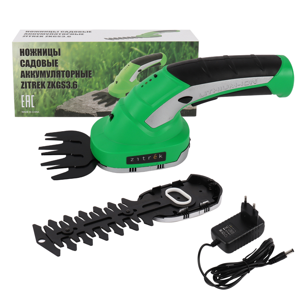 Изображение товара Аккумуляторные садовые ножницы Zitrek ZKGS3.6 с насадками и блокировкой