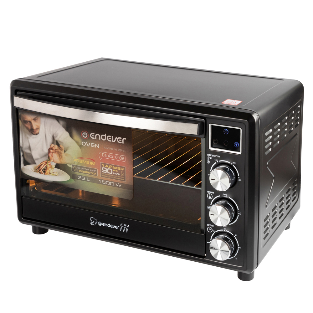 Изображение товара Электрическая мини-печь ENDEVER Danko 6038 38 литров черный с дисплеем и таймером