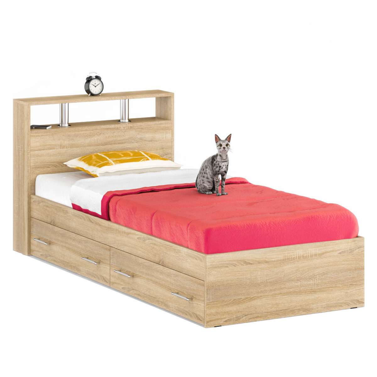 Изображение товара Кровать СВК 1024041 Камелия 94x78x217 см с ящиками дуб сонома