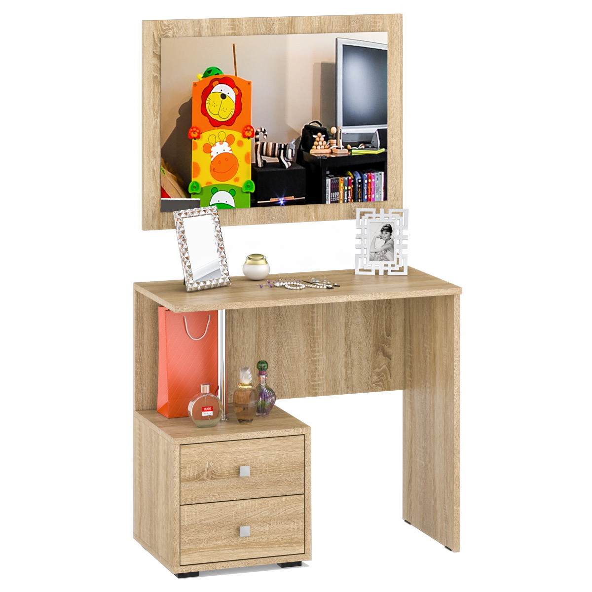 Изображение товара Туалетный столик с зеркалом СВК Камелия 85x145x40 см цвет дуб сонома