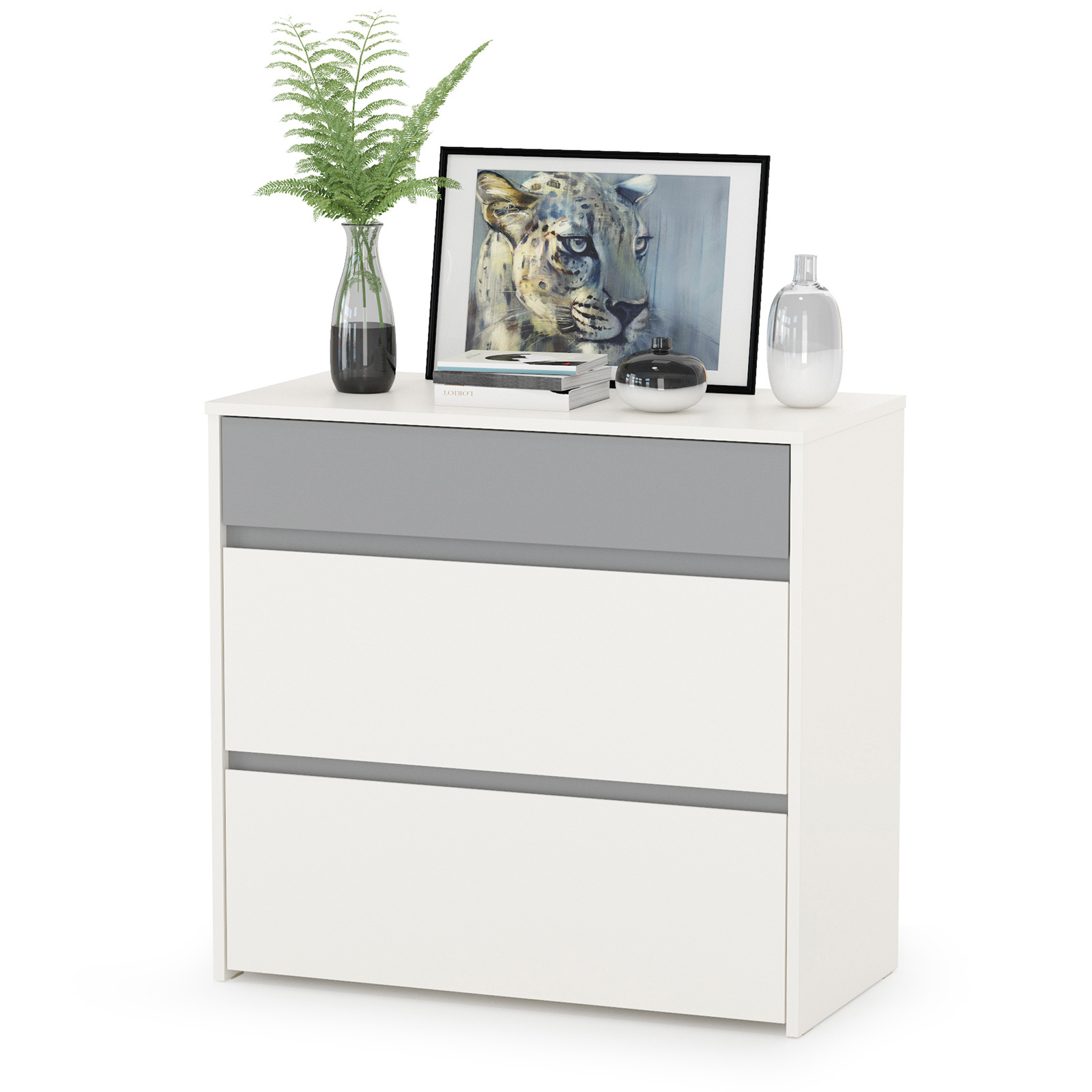 Изображение товара Комод Моби Торонто 1024564 3 ящика 80x40x75 см ЛДСП цвет белый