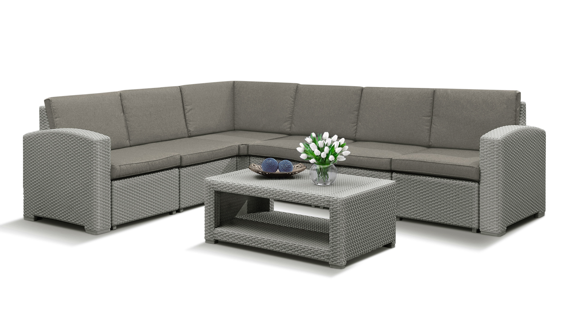 Изображение товара Садовая мебель для отдыха Idea Grand 5 пластик серый стол диван 2 кресла