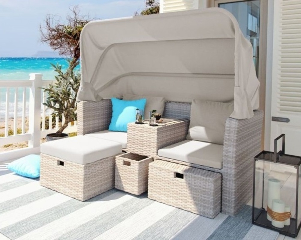 Изображение товара Садовая мебель для отдыха Афина мебель AFM-330 Beige искусственный ротанг серый:стол, диван