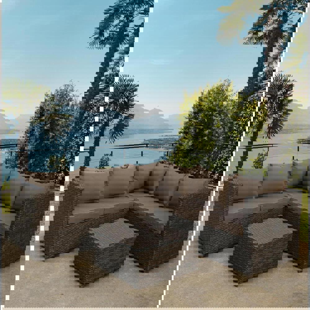 Изображение товара Набор садовой мебели Афина YR825A бежевый коричневый сталь лавки столик