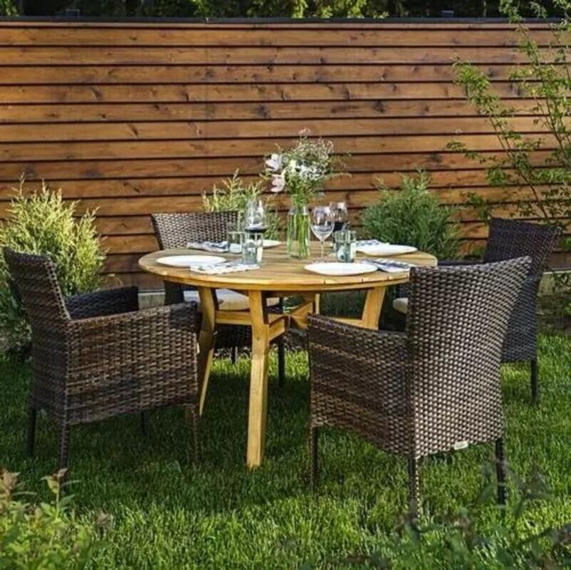 Изображение товара Садовая мебель для отдыха Joygarden Modena 120 искусственный ротанг коричневый:стол, 4 кресла