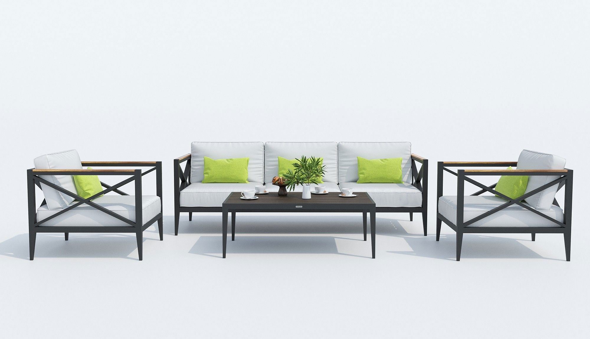 Изображение товара Садовая мебель для отдыха Ideal patio Outdoor style VERITA алюМиний бежевый:стол, диван, 2 кресла