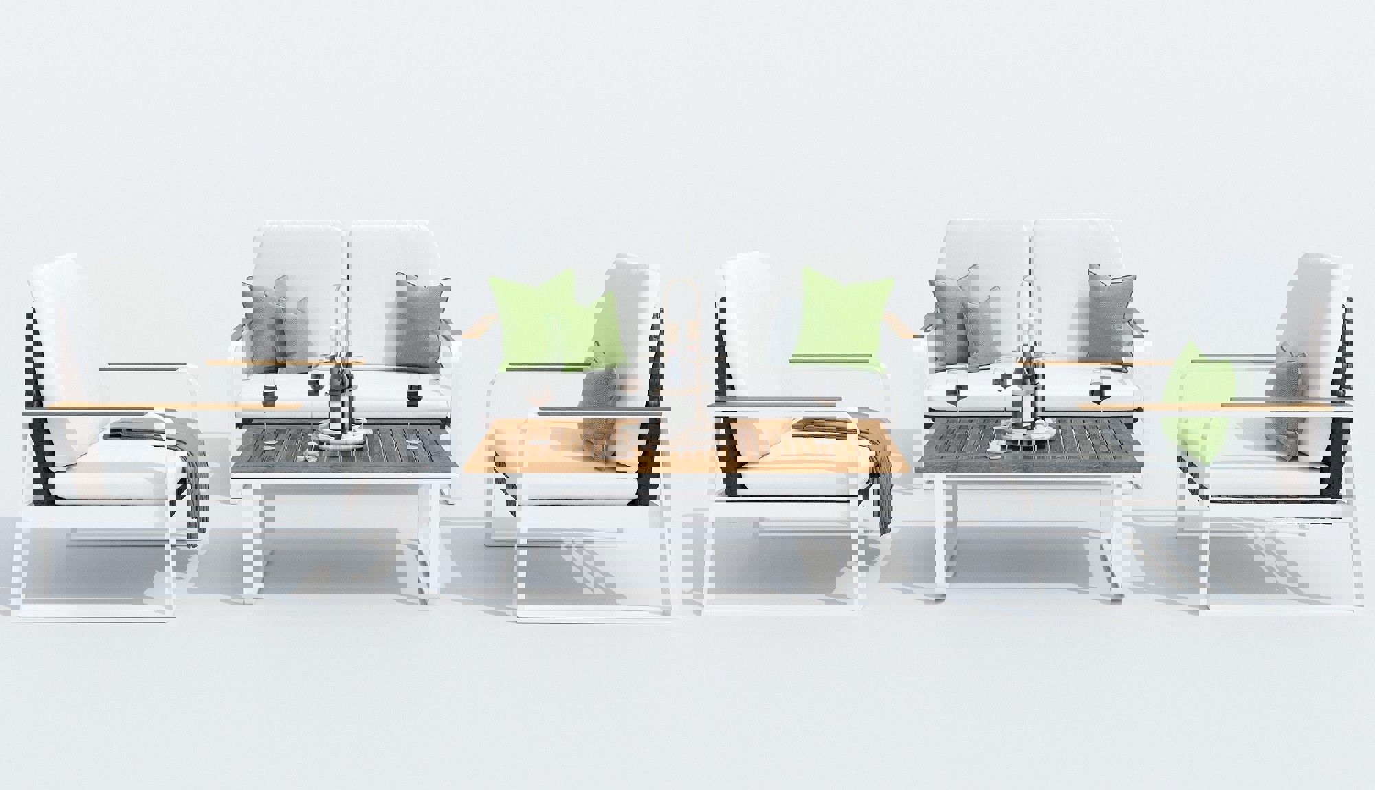 Изображение товара Садовая мебель для отдыха Ideal patio ARTI white диван кресла стол белый садовая мебель