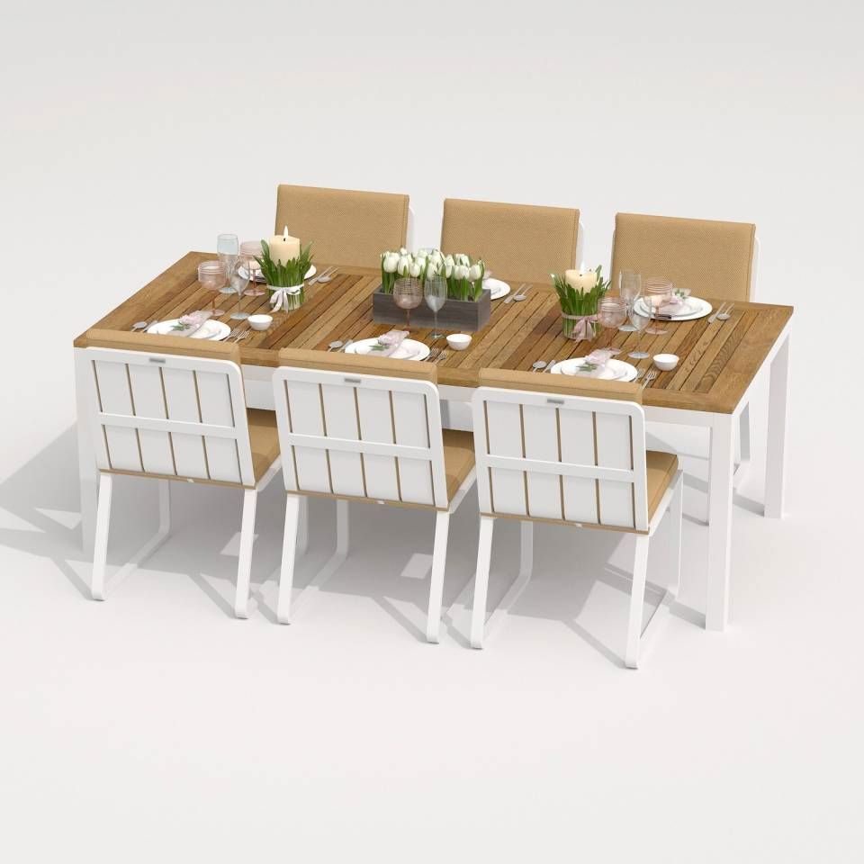 Изображение товара Обеденная садовая мебель Ideal patio Tella GIRA 200 beige 6 мест алюминий тик