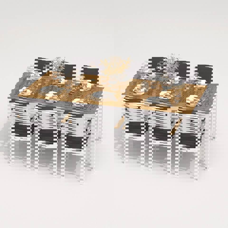 Изображение товара Обеденная садовая мебель TELLA BONTA 220 grey из алюминия и тика 6 мест