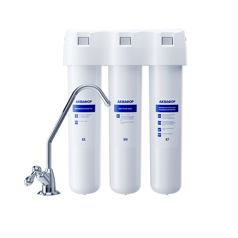 Изображение товара Фильтр под мойку Аквафор Кристалл А для жёсткой воды 3 ступени