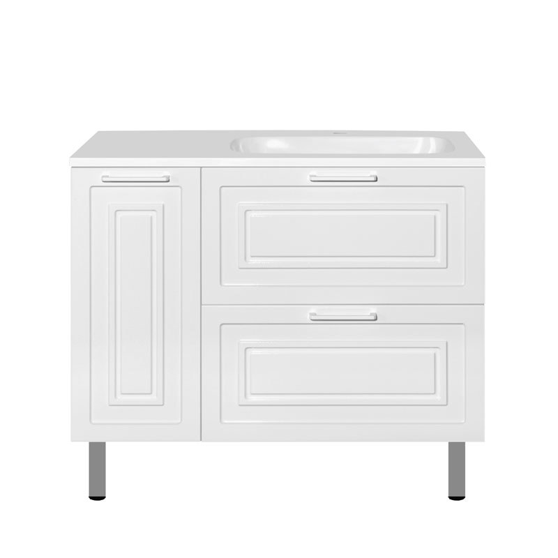 Изображение товара Тумба под раковину Style Line Альба белая напольная и подвесная 90 см 2 ящика