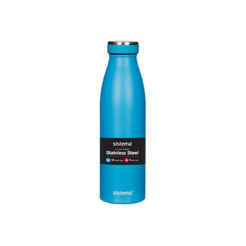Изображение товара Бутылка для воды Sistema 0.50 л нержавеющая сталь цвет синий Изображение товара Бутылка для воды Sistema 0.50 л нержавеющая сталь цвет синий