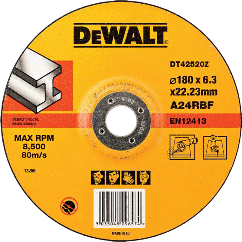 Изображение товара Круг зачистной по металлу Dewalt Industrial 180x22.2x6.3 мм