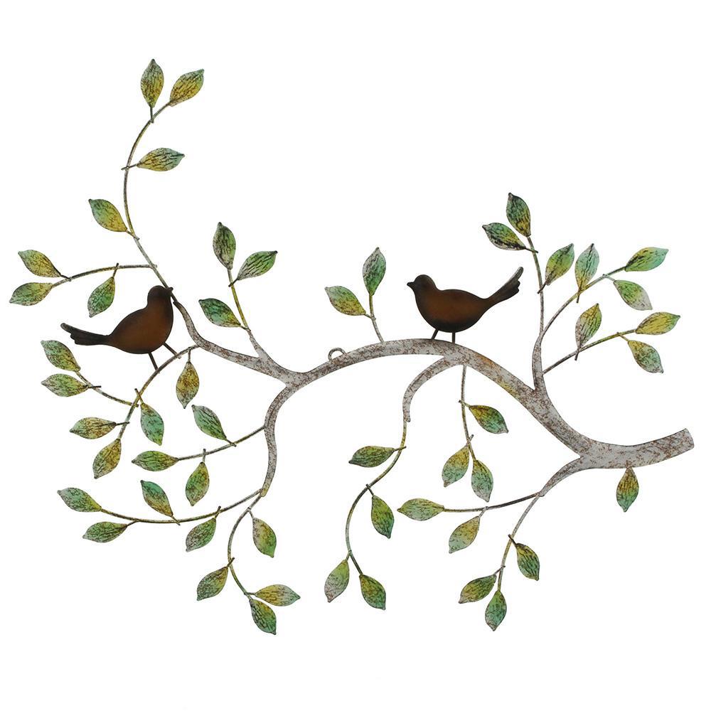 Изображение товара Frank Птички на ветке — настенное панно, металловая патина 61x47 см
