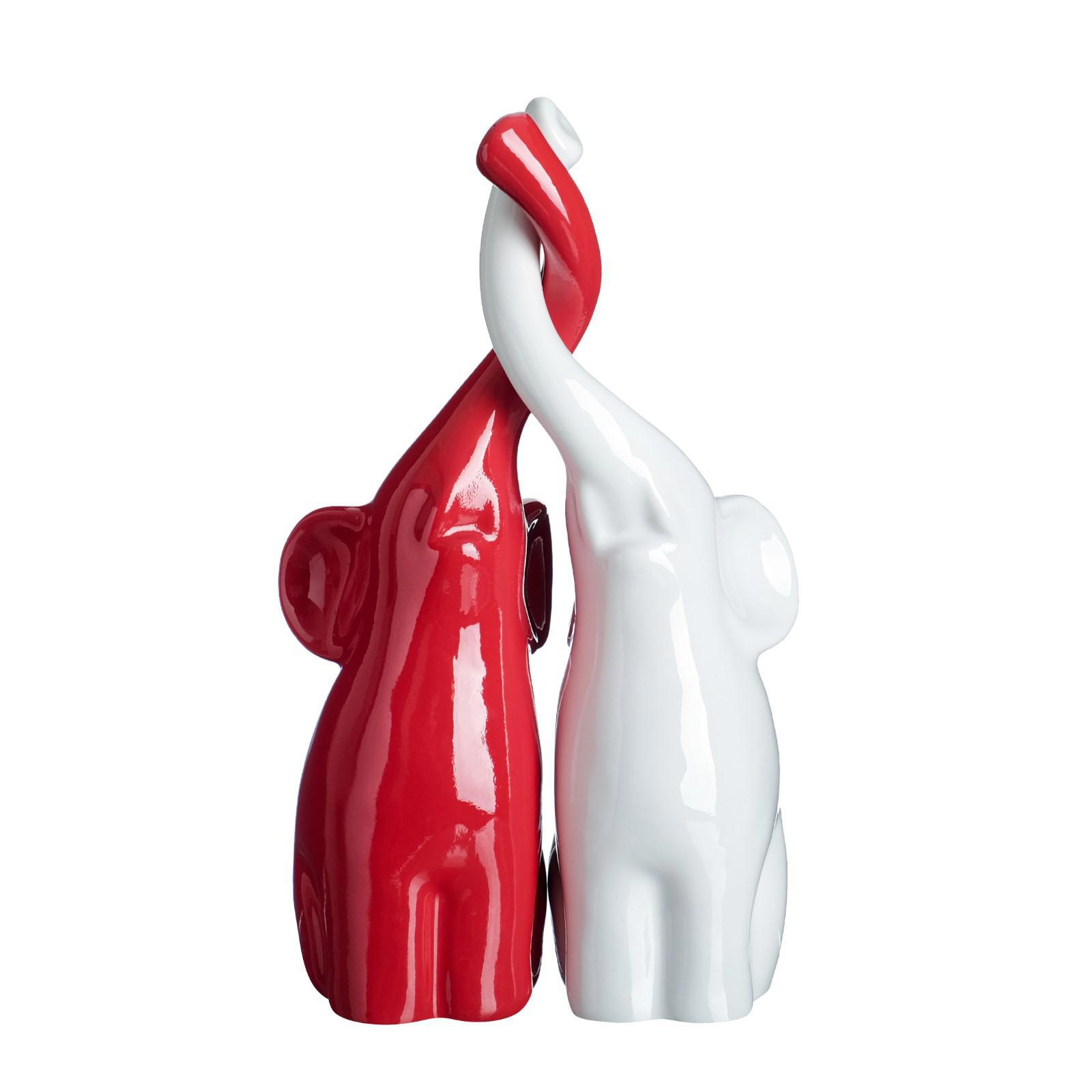 Изображение товара Пара слонов — декоративный предмет, белый/красный глянец