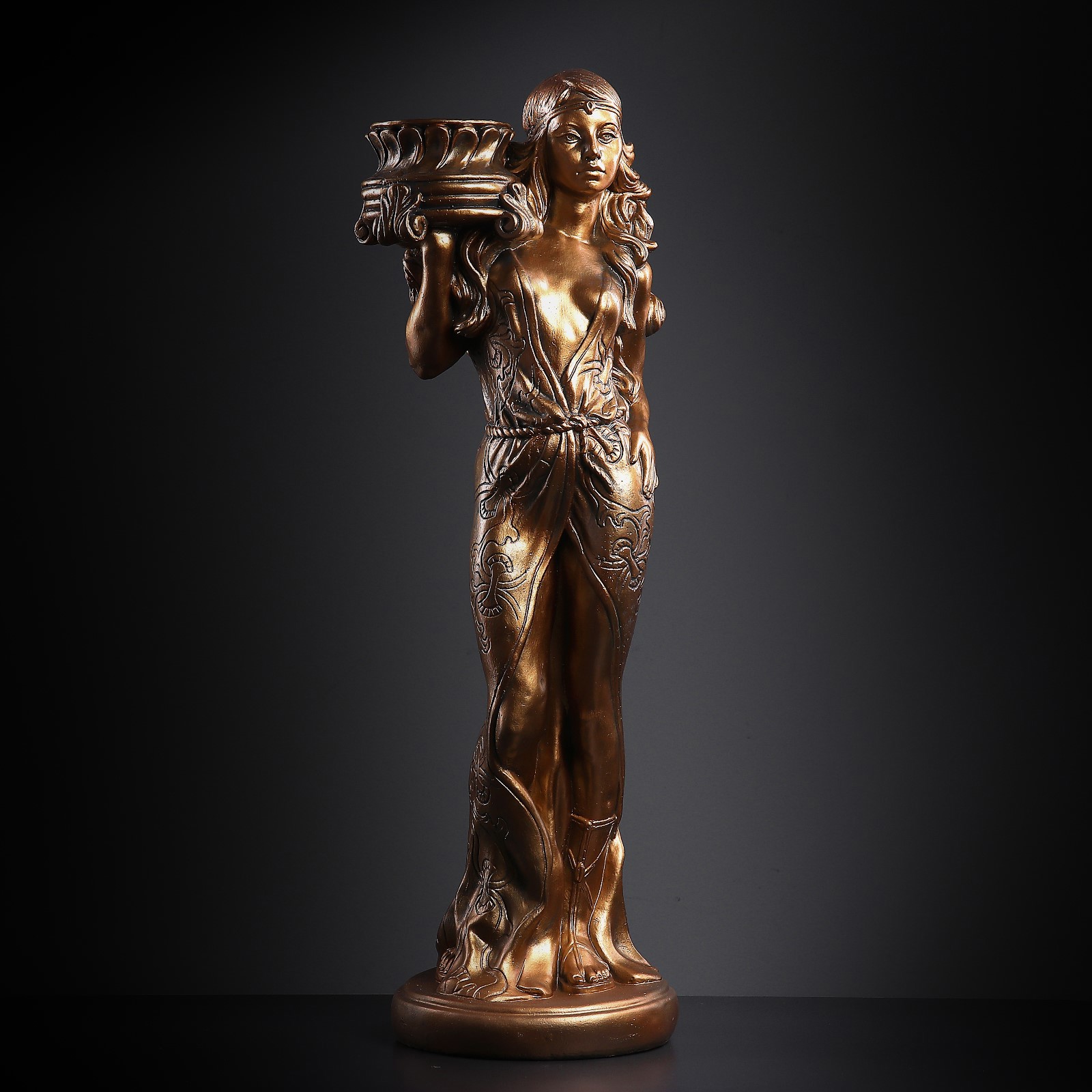 Изображение товара Фигура-подставка «Восточная красавица» 30x27x90см бронза