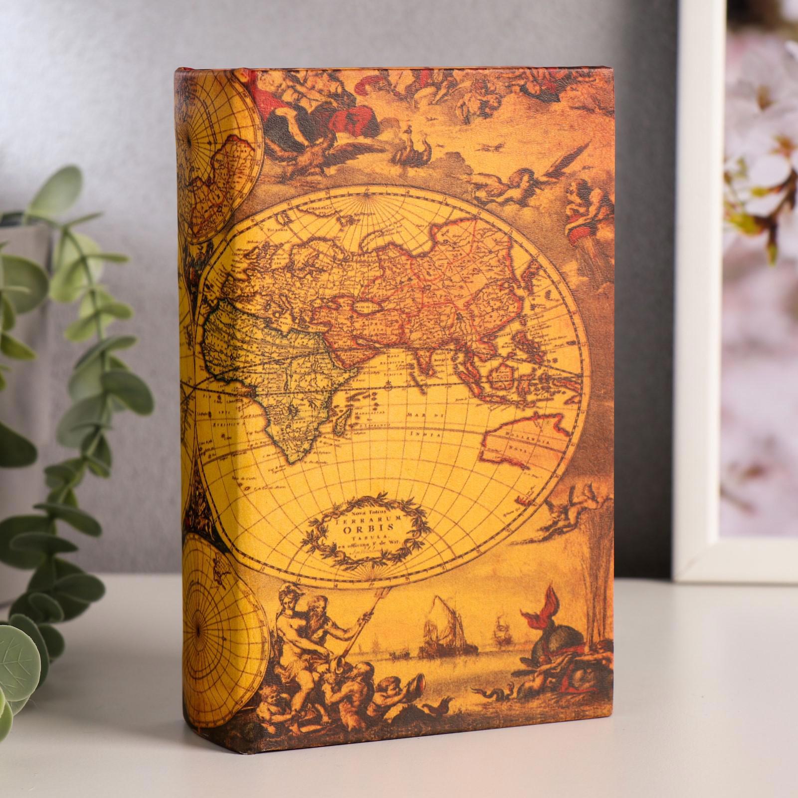 Изображение товара Шкатулка-сейф География 5x11x17 см, дерево и кожа