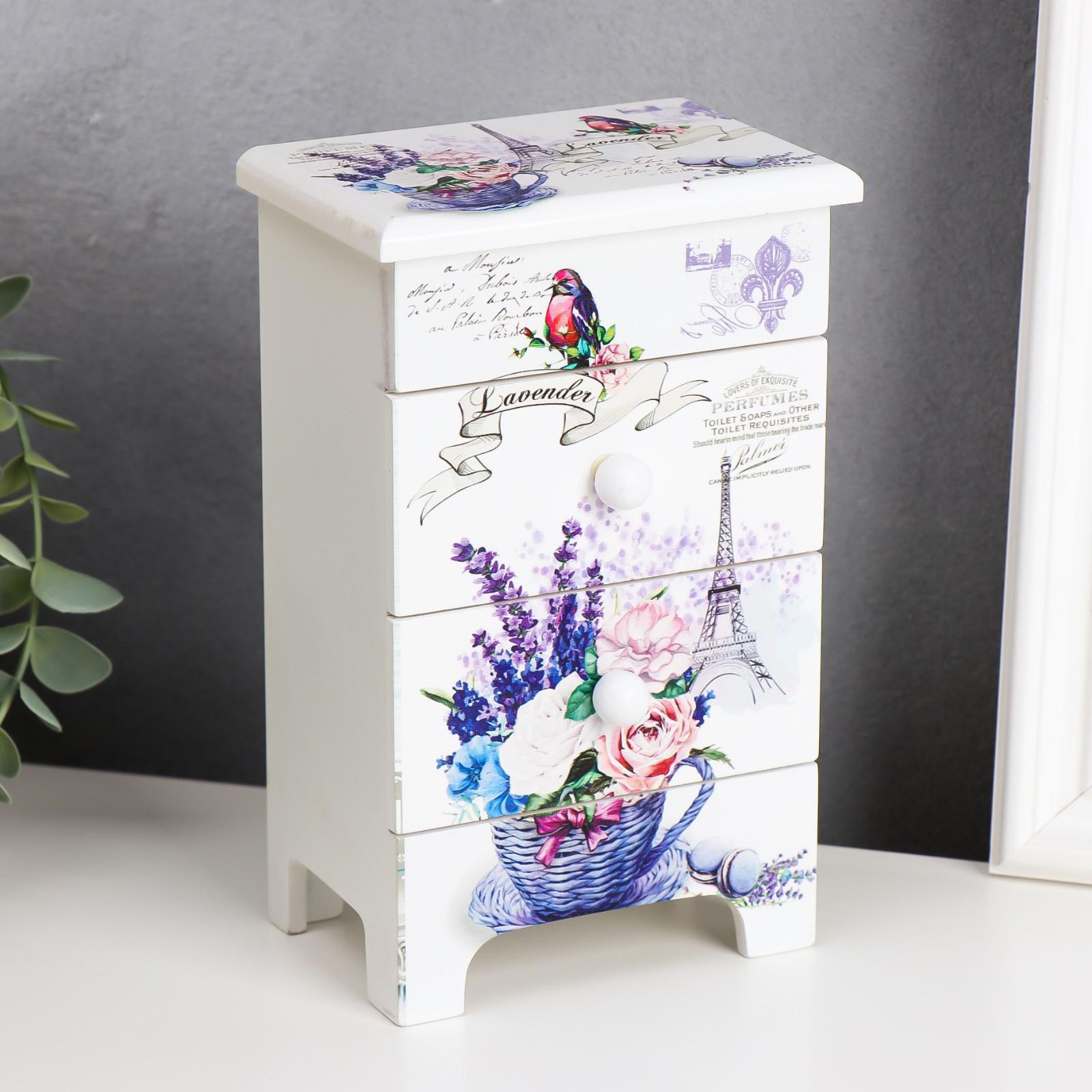 Изображение товара Шкатулка-комод 3 ящика белая из дерева 18,5x11,5x7,5 см