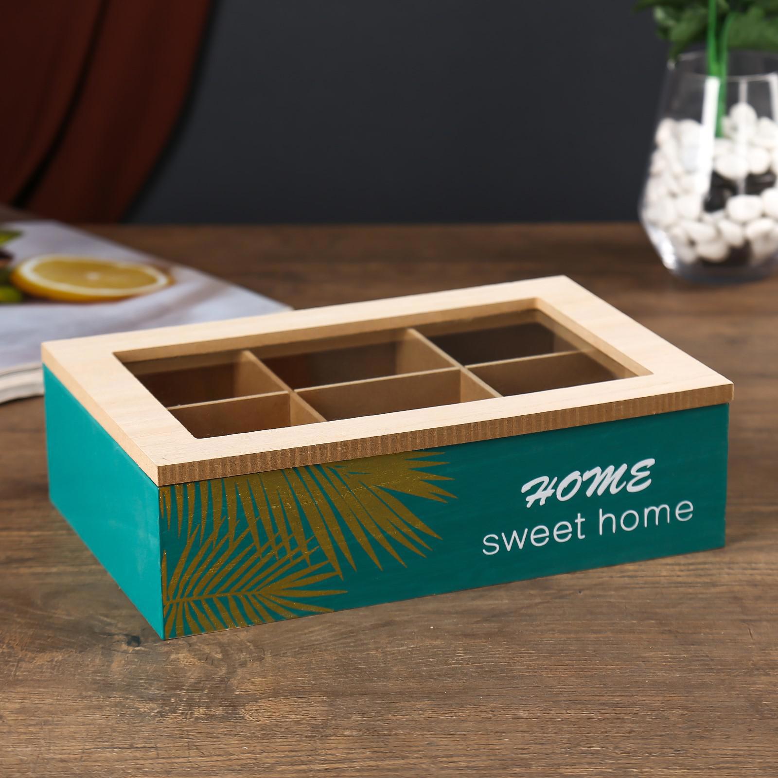 Изображение товара Шкатулка декоративная зелёная с делениями 24×16,5×7 см