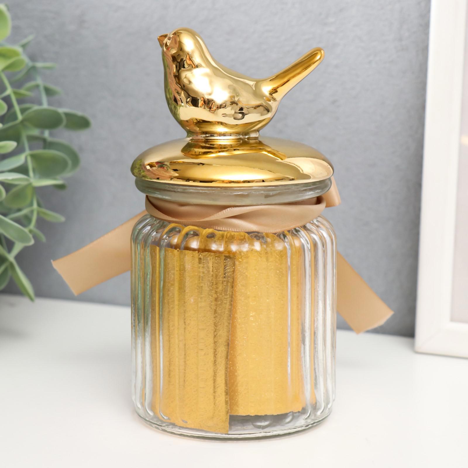 Изображение товара Шкатулка универсальная керамика "Золотая птичка" 15x7.5x7.5 см