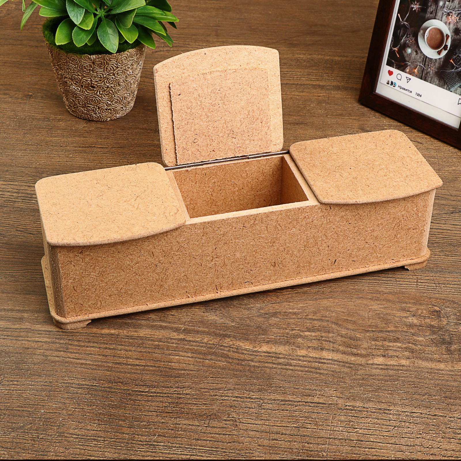 Изображение товара Шкатулка-органайзер МДФ 26,5x8x7 см, бежевый