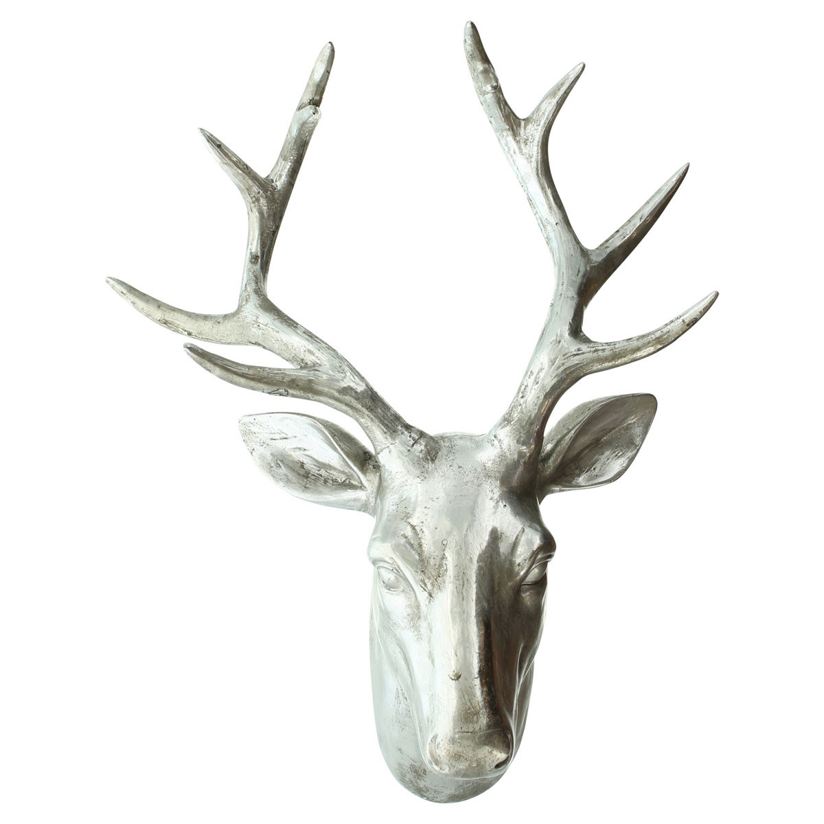 Изображение товара Декоративная фигура FRANK Голова оленя Античный серебристый лак 42 см
