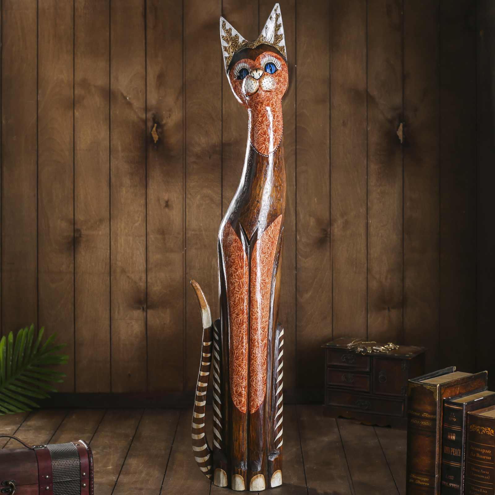 Изображение товара Фигурка кошка рыжая SIMALAND 100 см — декоративная ручная работа