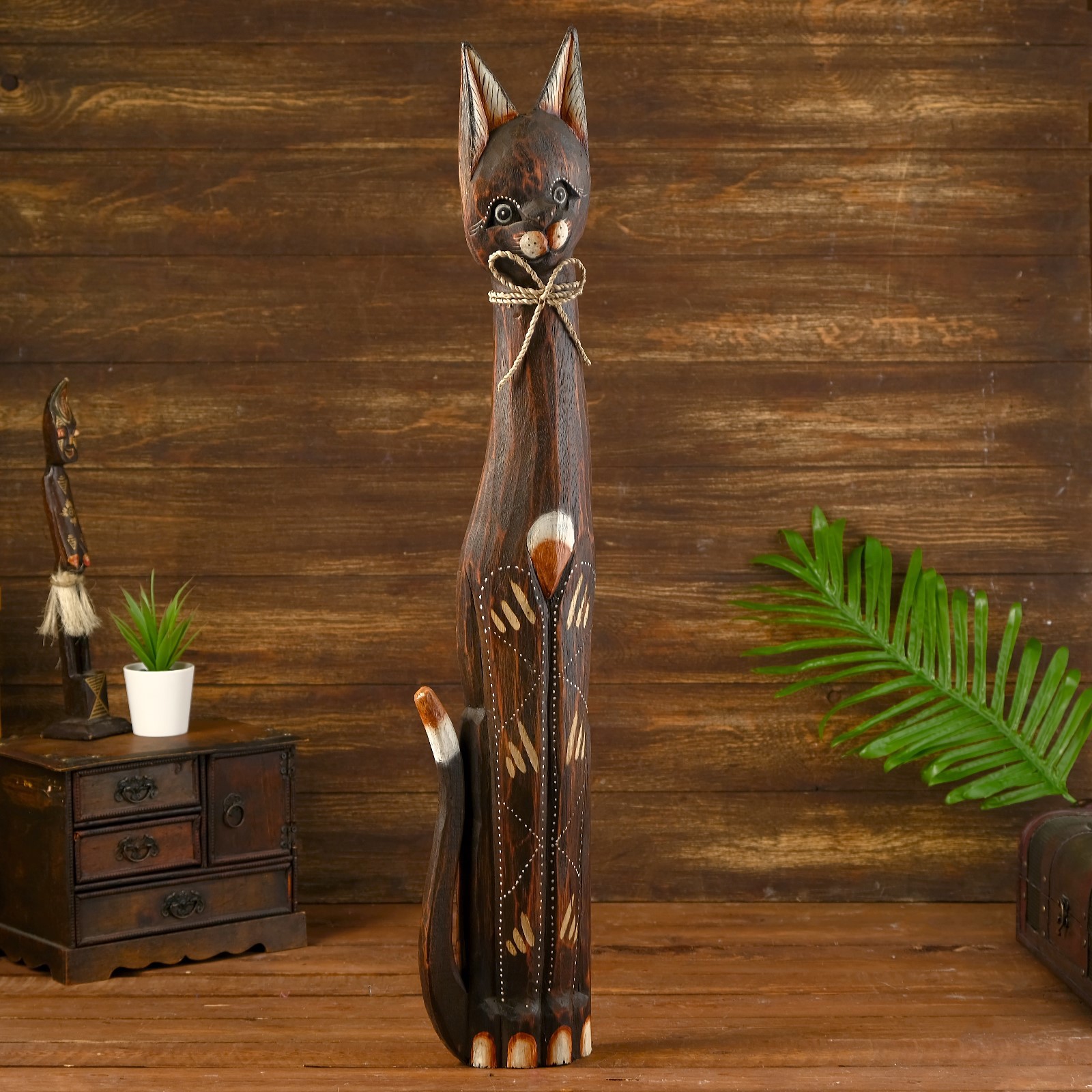 Изображение товара Сувенирная кошка коричневая, 80 см — ручная работа Simaland