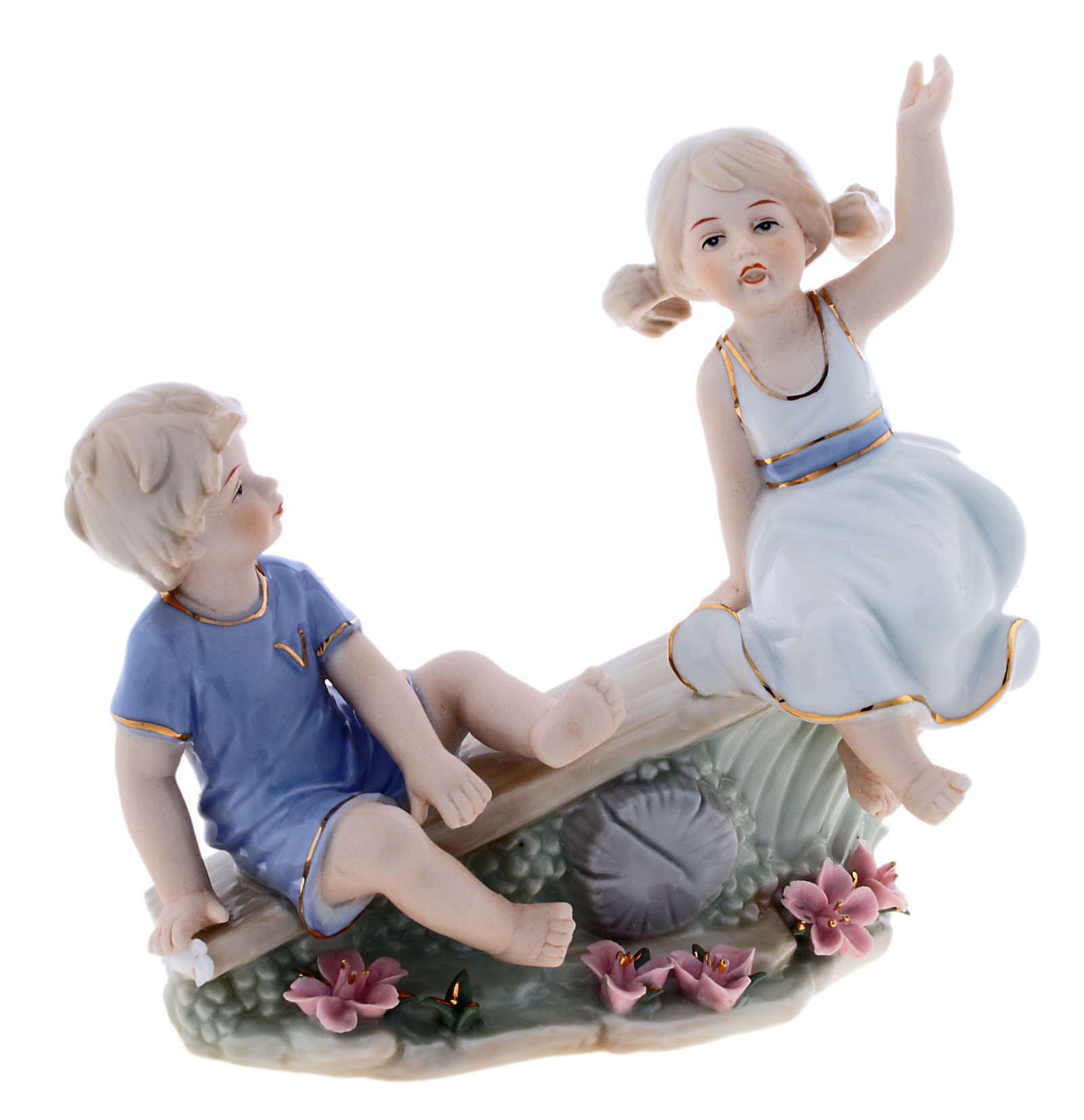 Изображение товара SIMALAND Малыши на качели — декоративная керамическая фигура 20×19×7,5 см