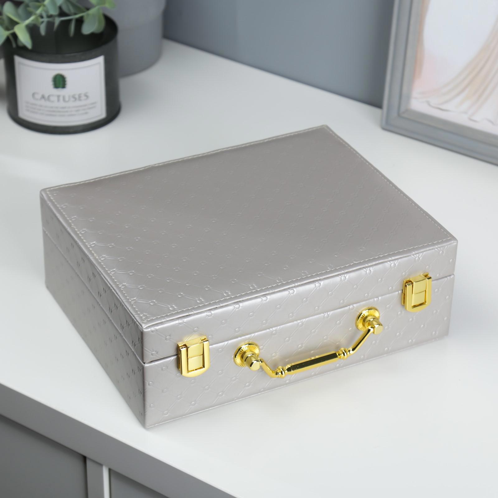 Изображение товара Шкатулка для украшений Simaland стеганая серебро 8.5x23.5x19 см