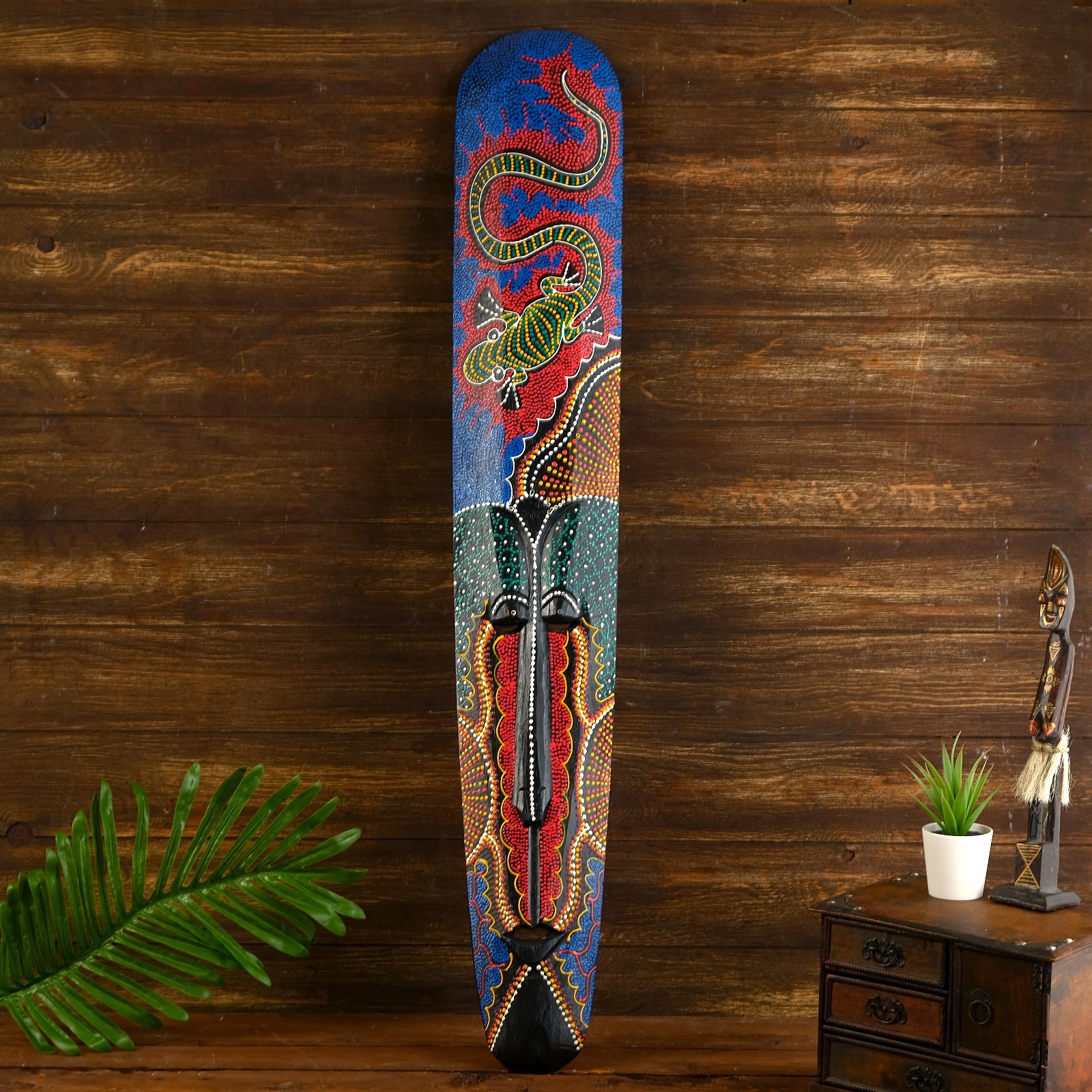 Изображение товара Панно-маска настенная Simaland "Абориген ящерица" 3x17x100 см