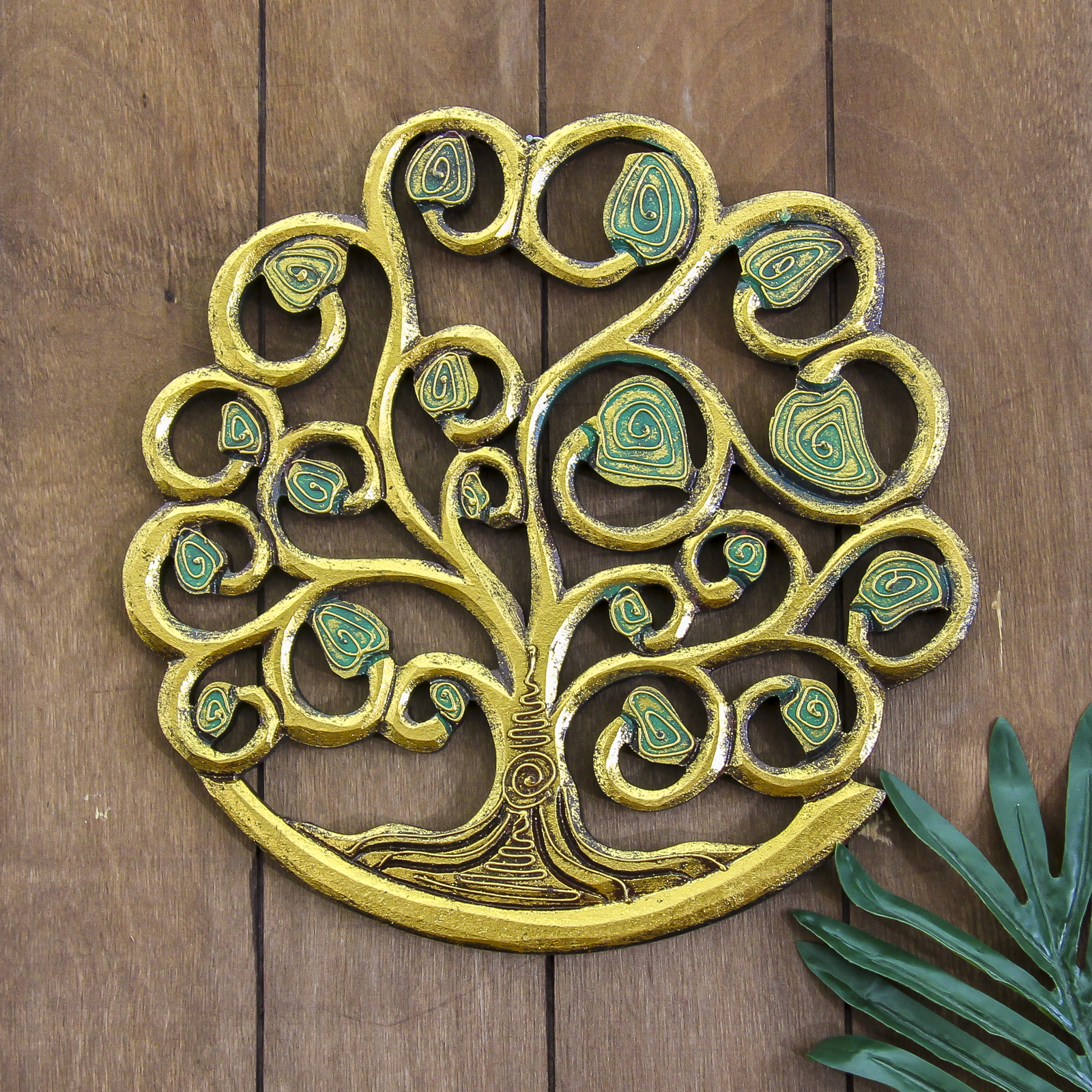 Изображение товара Панно настенное Simaland "Древо жизни зелено-золотое" 30x30x1 см