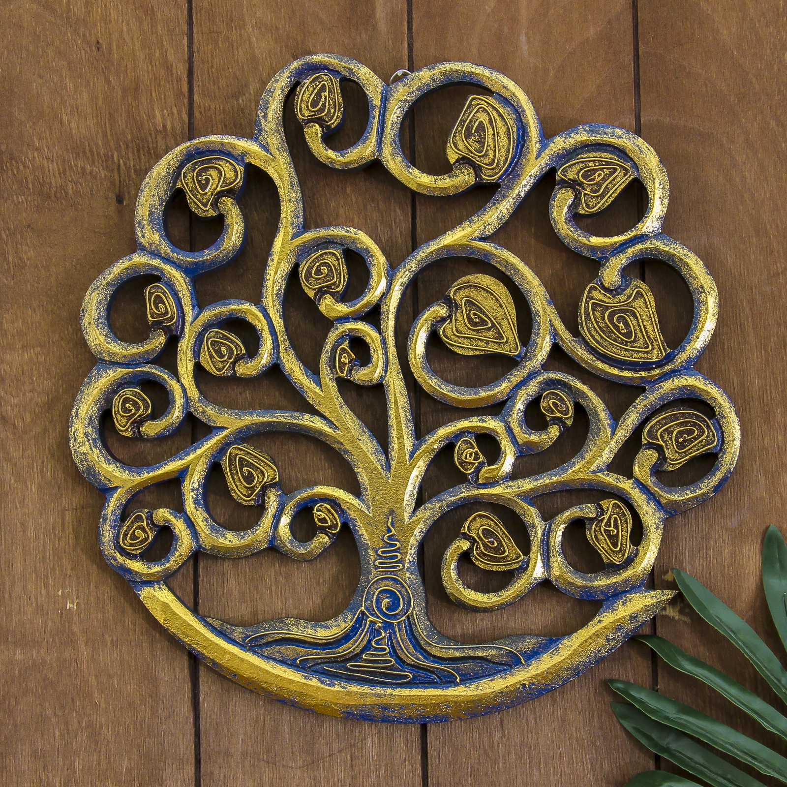 Изображение товара Панно настенное Simaland "Древо жизни сине-золотое" 30x30x1 см