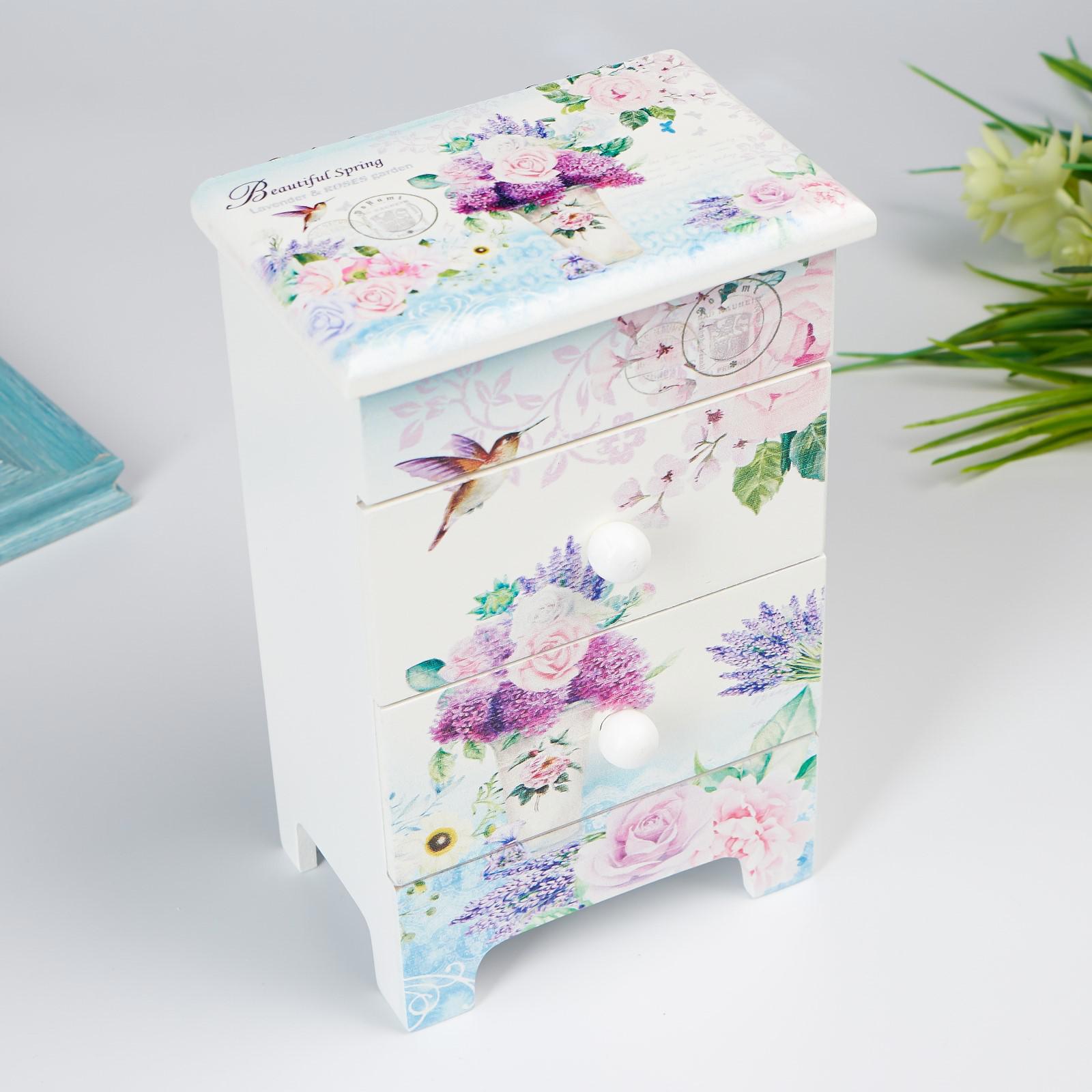 Изображение товара Шкатулка универсальная Simaland Лаванда и розы 18.5x7.5x11.8 см