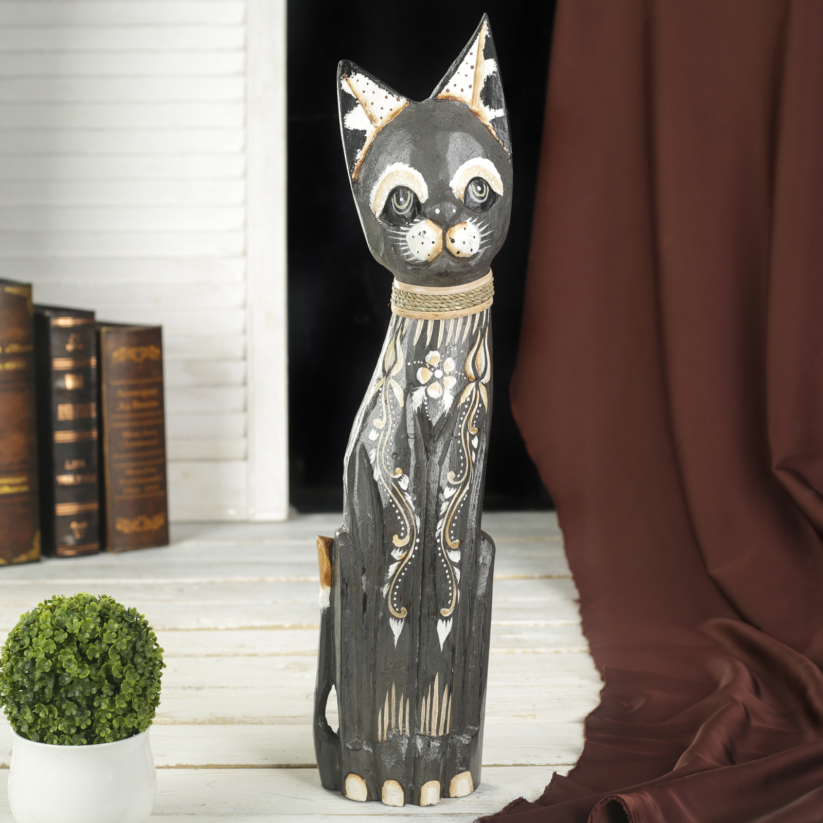 Изображение товара Фигурка сувенирная Simaland Кошка серая с орнаментом 5.5x12x50 см