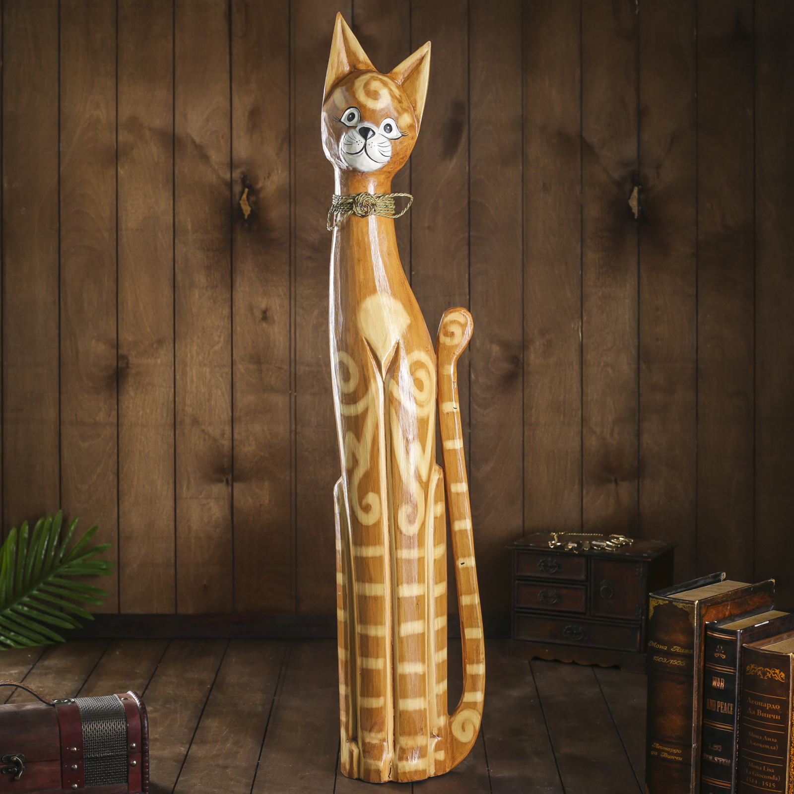 Изображение товара Фигурка сувенирная Simaland Рыжая кошка с полосатым хвостиком 7.5x15x100 см