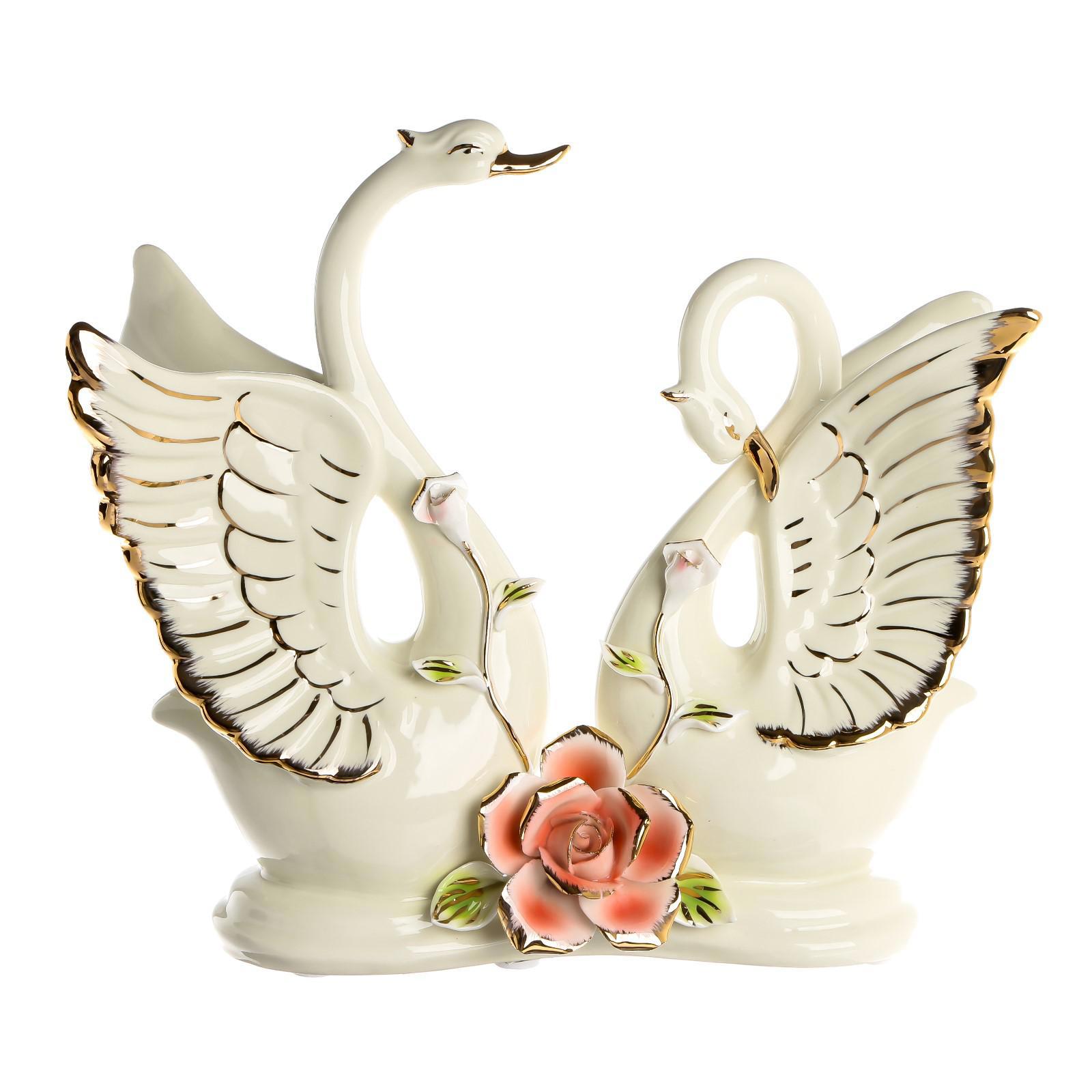 Изображение товара Фигурка сувенирная Simaland "Лебеди с розой" 25x28.5x10.5 см