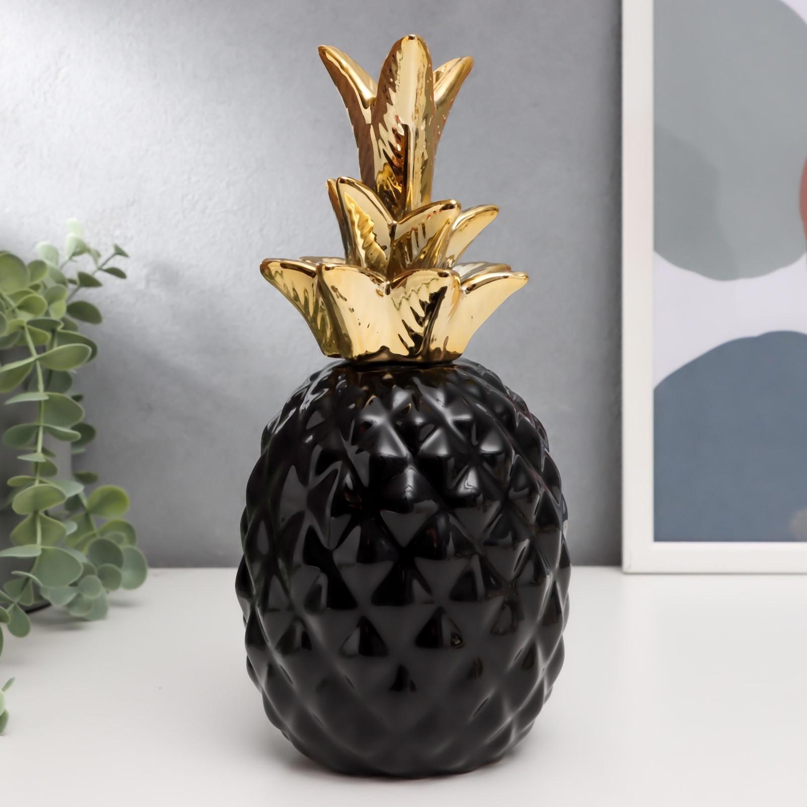 Изображение товара Сувенирная керамическая фигурка Чёрный ананас с золотым хвостом