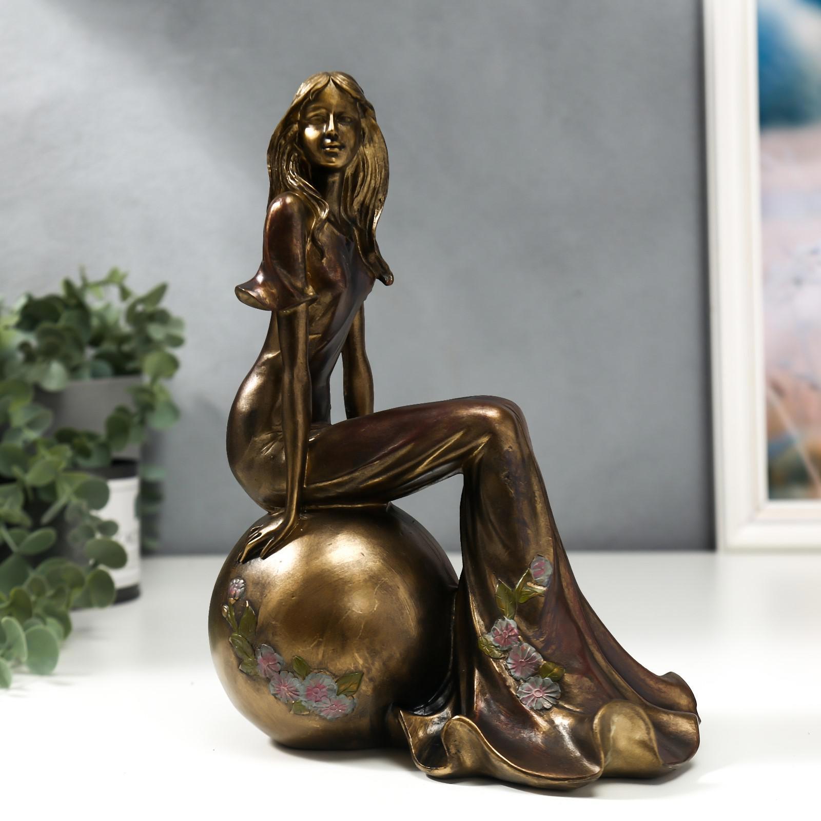 Изображение товара Фигурка сувенирная Simaland "Девушка на шаре" бронза 24x18x11 см