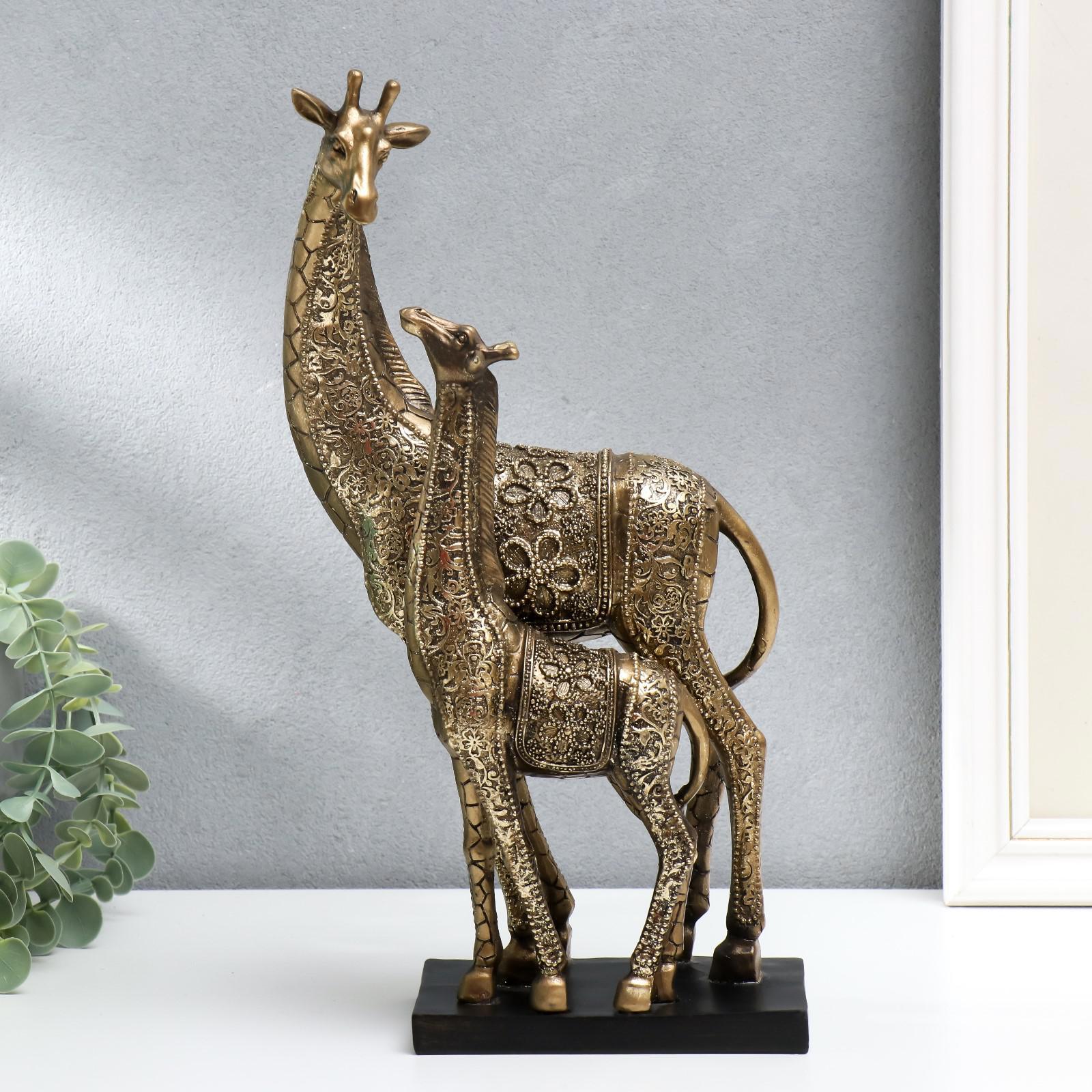 Изображение товара Жираф с малышом — декоративная фигура Simaland, золото, 34x17x9.5 см